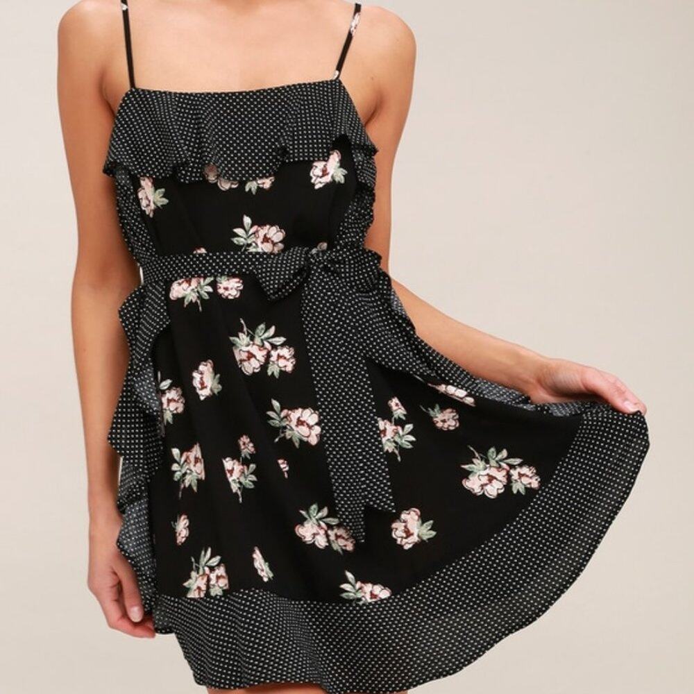 Lulu's Ruffled Around The Edges Floral Mini Dress / Tunic Top S - Picture 10 of 11